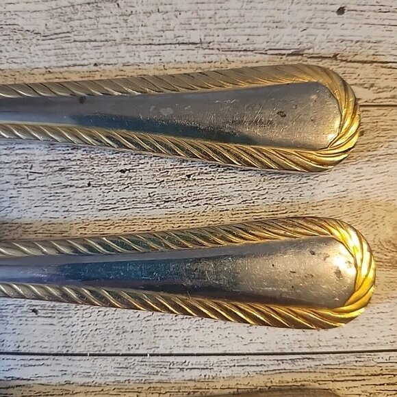 5 Cambridge Carlyle Dinner Knives Stainless 18/8 Rope Edge Flatware Tarnished - Picture 8 of 12